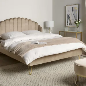 Bed Fluweel AMBILLOU 160 x 200 cm Taupe