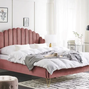 Bed Fluweel AMBILLOU 160 x 200 cm Roze