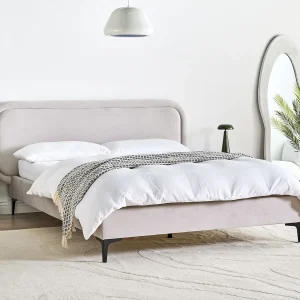 Bed Fluweel SUZETTE 140 x 200 cm Lichtgrijs Bed Fluweel SUZETTE 140 x 200 cm Lichtgrijs