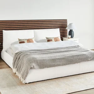 Bed Bouclé VINAY 180 x 200 cm Wit