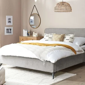 Bed Stof VALOGNES 180 x 200 cm Lichtgrijs