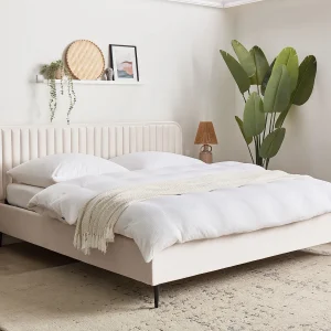 Bed Fluweel BRIN 180 x 200 cm Beige Bed Fluweel BRIN 180 x 200 cm Beige