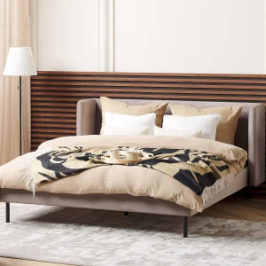 Bed Fluweel ARETTE 160 x 200 cm Taupe