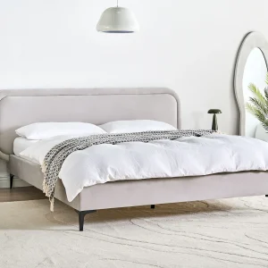 Bed Fluweel SUZETTE 160 x 200 cm Lichtgrijs Bed Fluweel SUZETTE 160 x 200 cm Lichtgrijs