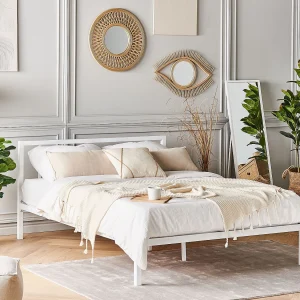 Bed Metaal CUSSET 140 x 200 cm Wit Bed Metaal CUSSET 140 x 200 cm Wit