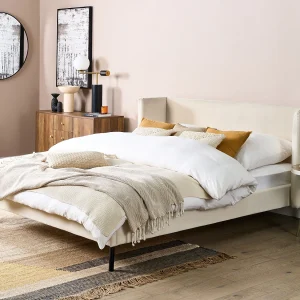 Bed Fluweel ARETTE 160 x 200 cm Lichtbeige