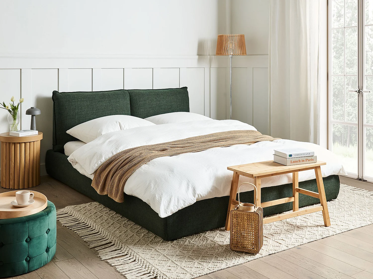 Bed Stof VINAY 160 x 200 cm Donkergroen