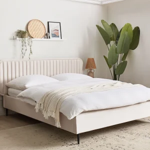 Bed Fluweel BRIN 160 x 200 cm Beige Bed Fluweel BRIN 160 x 200 cm Beige