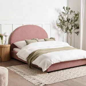 Bed Bouclé VAUCLUSE 140 x 200 cm Pastelroze Bed Bouclé VAUCLUSE 140 x 200 cm Pastelroze