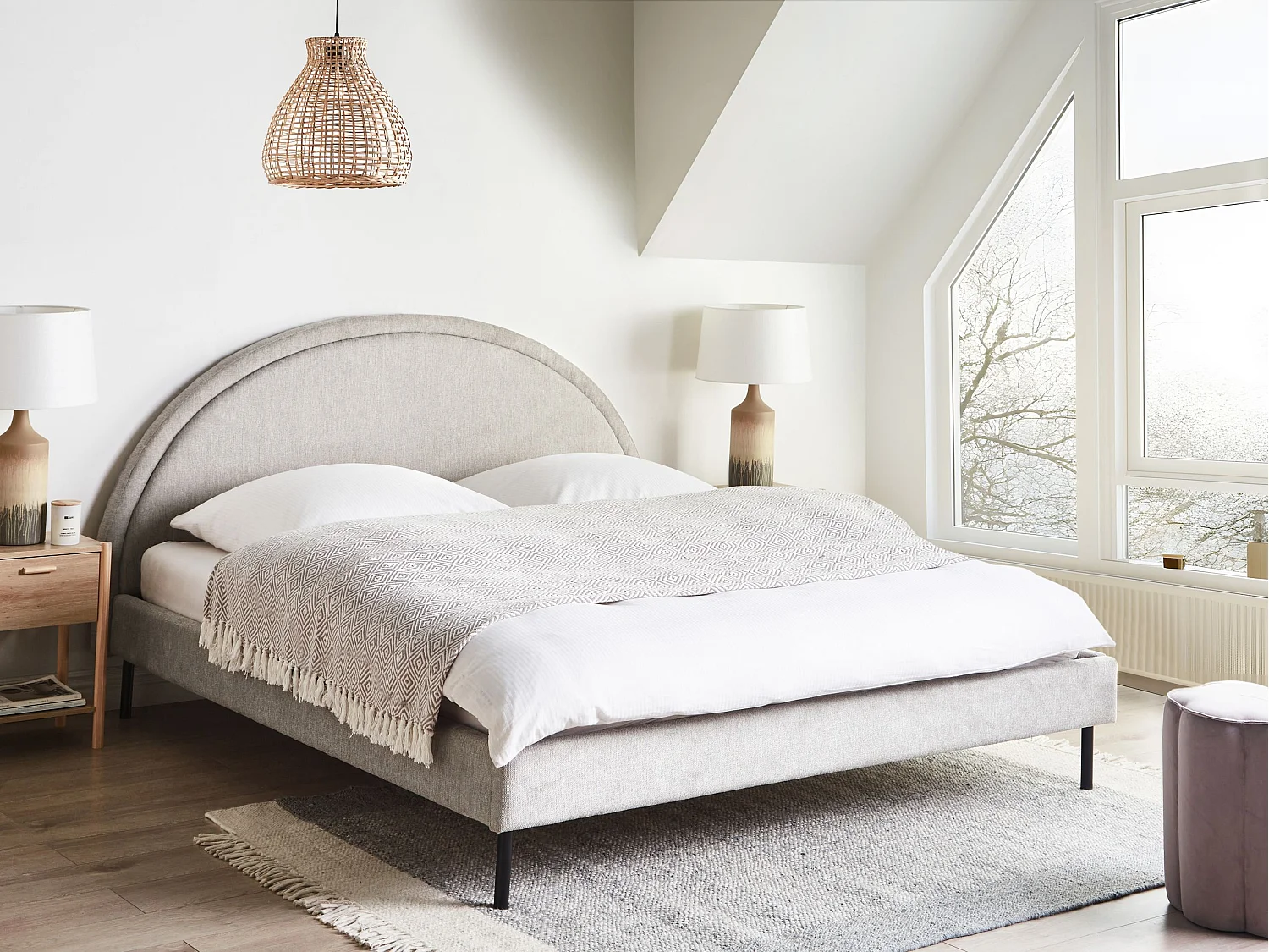 Bed Stof MARGUT 180 x 200 cm Lichtgrijs