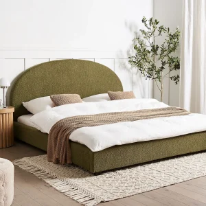 Bed Bouclé VAUCLUSE 180 x 200 cm Olijfgroen Bed Bouclé VAUCLUSE 180 x 200 cm Olijfgroen