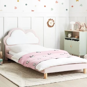 Bed fluweel roze 90 x 200 cm MAZOU Bed fluweel roze 90 x 200 cm MAZOU