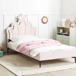 Bed met LED fluweel roze 90 x 200 cm RUBIAN