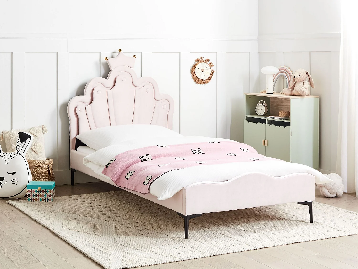 Bed met LED fluweel roze 90 x 200 cm RUBIAN