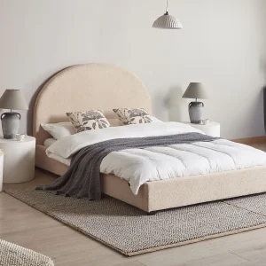 Bed Bouclé VAUCLUSE 140 x 200 cm Beige