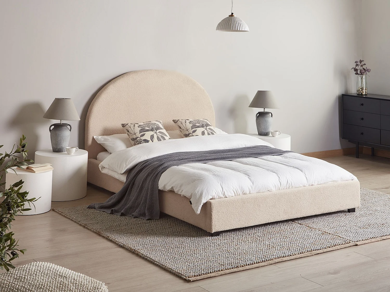 Bed Bouclé VAUCLUSE 140 x 200 cm Beige