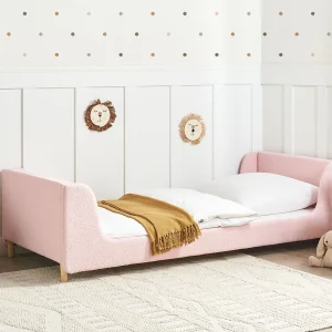 Bed bouclé roze 90 x 200 cm LAYE Bed bouclé roze 90 x 200 cm LAYE
