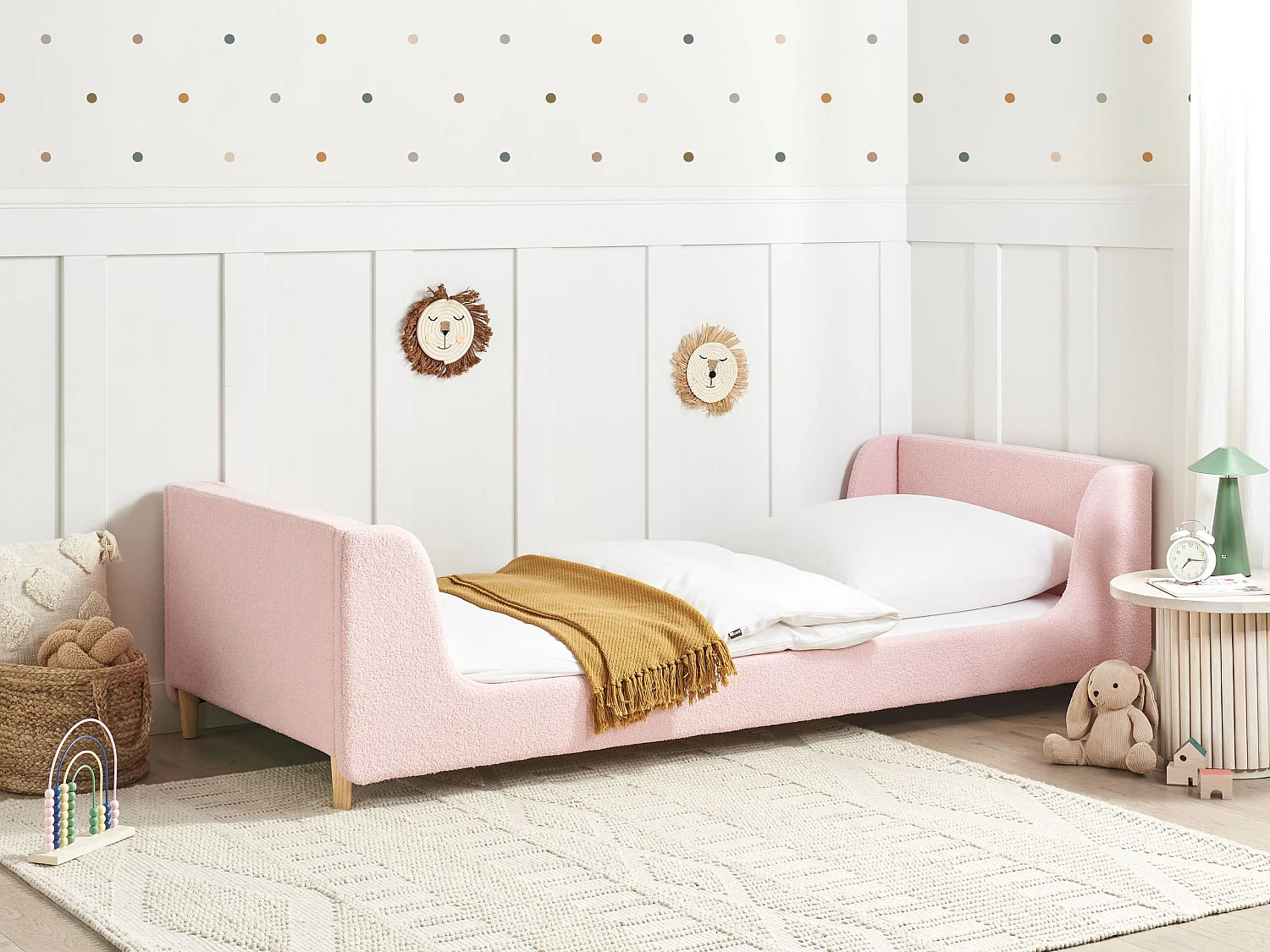 Bed bouclé roze 90 x 200 cm LAYE