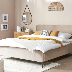 Bed Fluweel VALOGNES 180 x 200 cm Taupe Bed Fluweel VALOGNES 180 x 200 cm Taupe