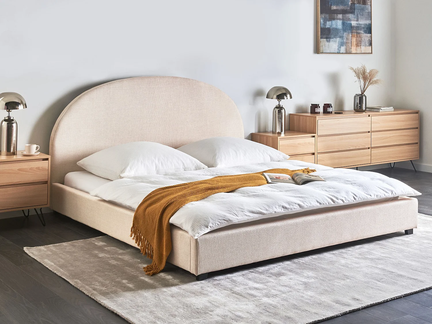 Bed Stof VAUCLUSE 180 x 200 cm Lichtbeige