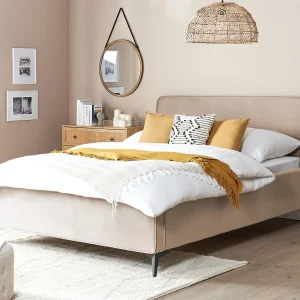 Bed Fluweel VALOGNES 160 x 200 cm Taupe Bed Fluweel VALOGNES 160 x 200 cm Taupe