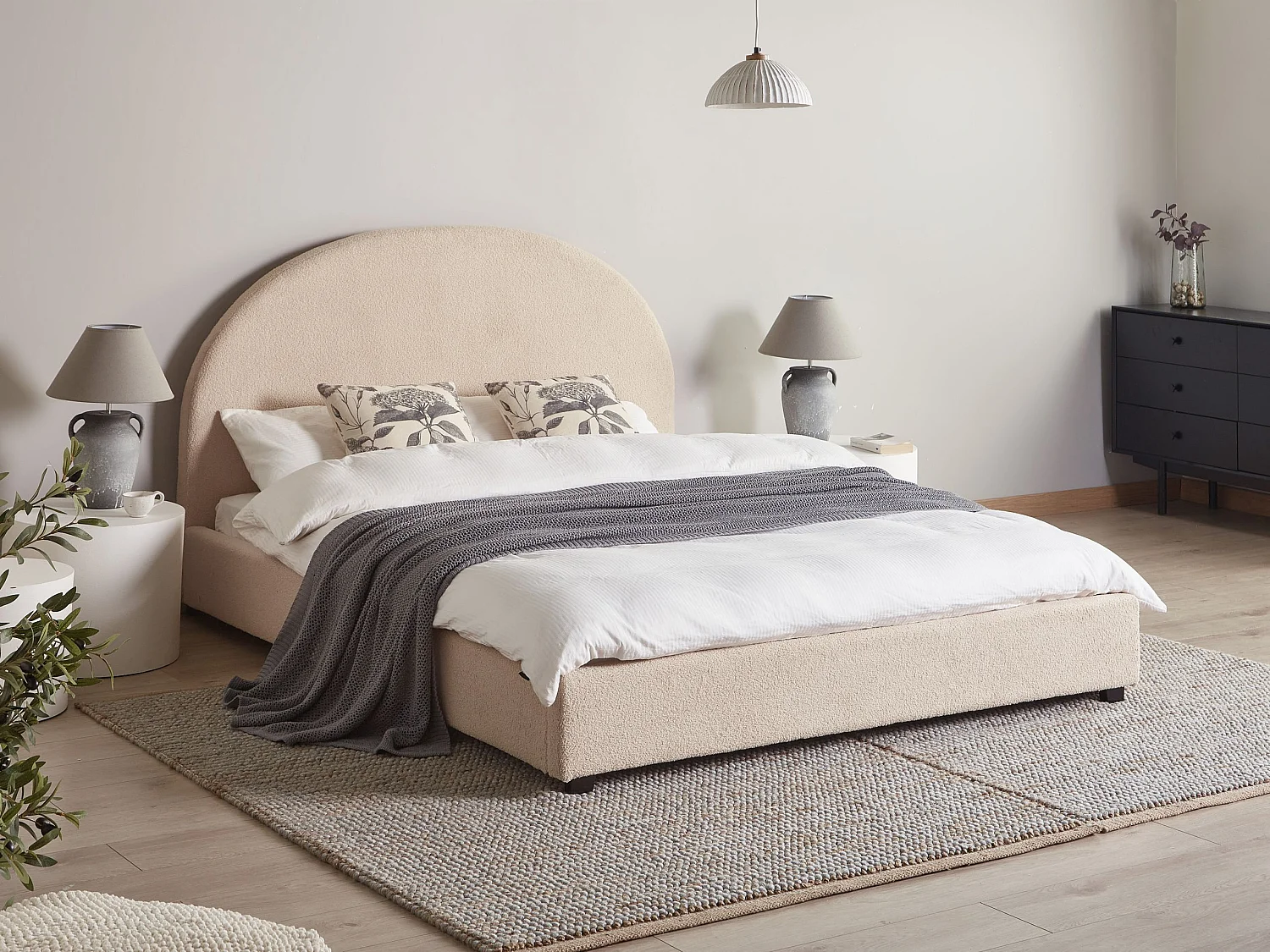 Bed Bouclé VAUCLUSE 160 x 200 cm Beige