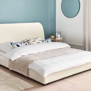 Bed Bouclé ROISEL 160 x 200 cm Lichtbeige