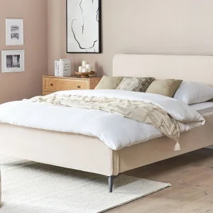 Bed Corduroy VALOGNES 160 x 200 cm Lichtbeige