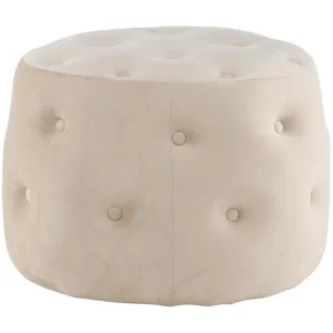 Benjamin poef, hocker Ø55cm velours wit. Benjamin poef, hocker Ø55cm velours wit.