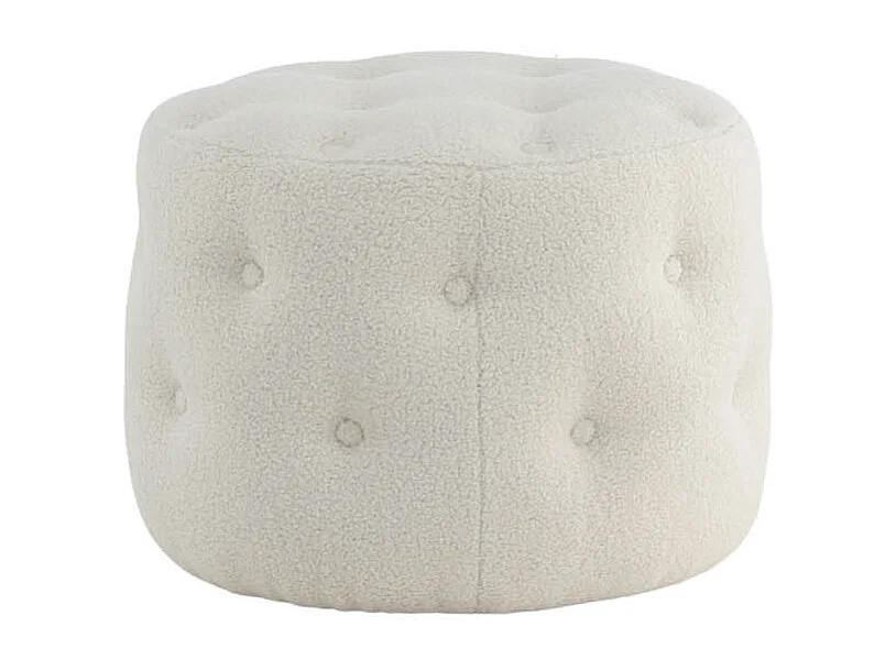 Benjamin poef, hocker Ø55cm teddystof wit.