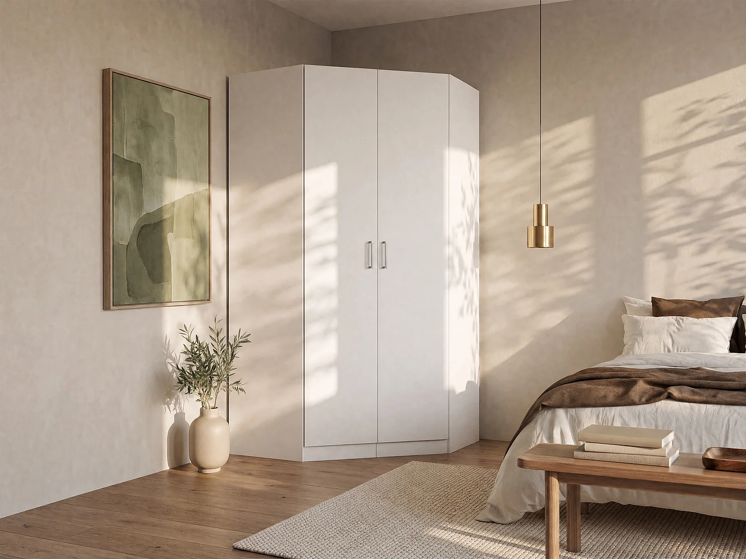 Witte hoekkast met 2 deuren L117 cm - BELOMY