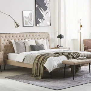 Bed Kunstleer ESSONNE 160 x 200 cm Beige Bed Kunstleer ESSONNE 160 x 200 cm Beige