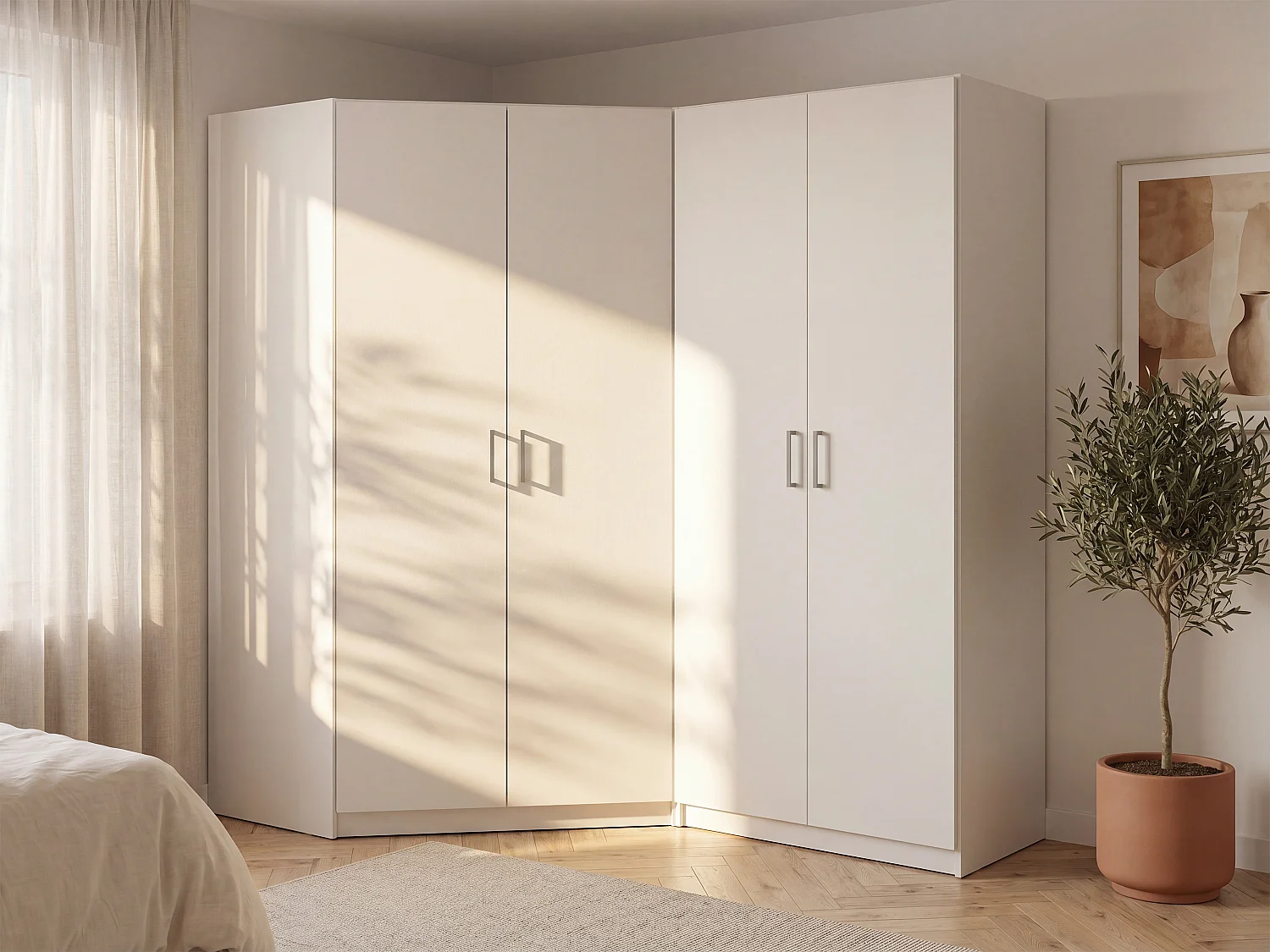Witte hoekkast met 4 deuren L209 cm - BELOMY
