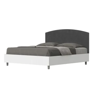 Bed 160×200 met lattenbodem bedframe eiken wit hoofdeinde microvezel grijs Antilia Bed 160×200 met lattenbodem bedframe eiken wit hoofdeinde microvezel grijs Antilia