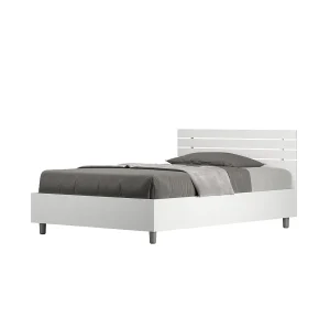 Bed 120×190 met lattenbodem rechte bedhoofd met laatten eiken wit Ankel