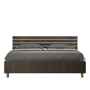 Bed 160×200 met opbergruimte schuin bedhoofd met laatten walnoot Ankel