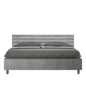 Bed 160×200 met opbergruimte schuin bedhoofd met laatten cement Ankel