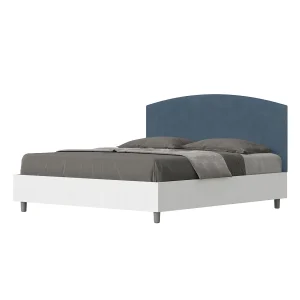 Bed 160×200 met opbergruimte bedframe eiken wit hoofdeinde microvezel blauw Antilia Bed 160×200 met opbergruimte bedframe eiken wit hoofdeinde microvezel blauw Antilia