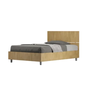 Bed 120×190 met lattenbodem rechte bedhoofd natuur eiken Demas
