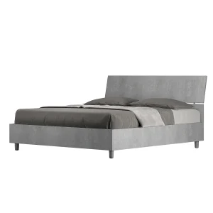 Bed 160×200 met opbergruimte schuin bedhoofd cement Demas