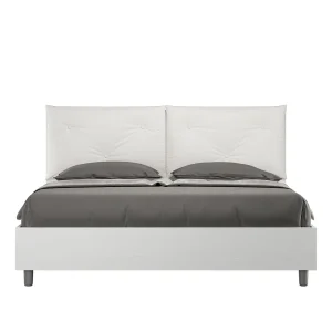Bed 160×200 met opbergruimte eiken wit met kussens kunstleer wit Egos Appia Bed 160×200 met opbergruimte eiken wit met kussens kunstleer wit Egos Appia