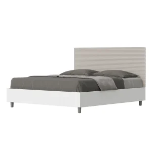 Bed 160×190 met opbergruimte bedframe eiken wit hoofdeinde kunstleer taupe Level Bed 160×190 met opbergruimte bedframe eiken wit hoofdeinde kunstleer taupe Level