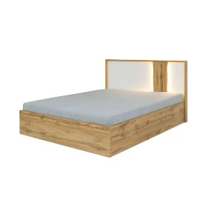 Bed WOOD 160×200 + LED eikenkleur en alpenwit Bed WOOD 160×200 + LED eikenkleur en alpenwit