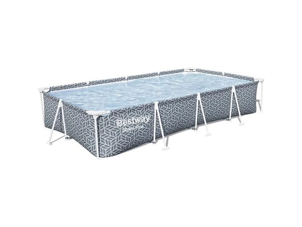 Bestway Steel Pro™ Rechthoekig Tubulair Zwembad 366x201x66 cm - Grijs Geometrisch Ontwerp