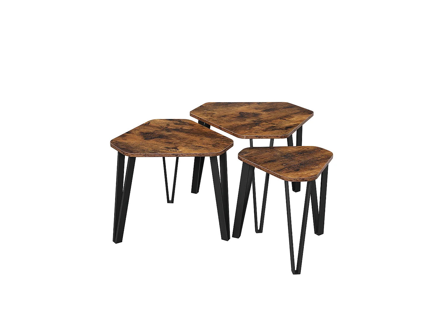 Bijzettafel 58,5x58,5x45,4 cm bruin en zwart