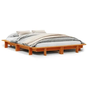 Bed zonder matras massief grenenhout wasbruin 140×190 cm Bed zonder matras massief grenenhout wasbruin 140×190 cm