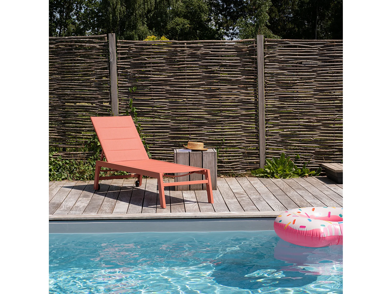 BARBADOS ligstoel in textilene terracotta – aluminium terracotta