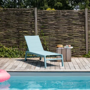 BARBADOS Ligstoel in lichtblauw textilene – lichtblauw aluminium BARBADOS Ligstoel in lichtblauw textilene – lichtblauw aluminium