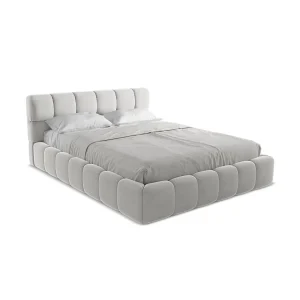 Bed met opbergruimte 180 x 228 – velours – zilver – ROMA Bed met opbergruimte 180 x 228 – velours – zilver – ROMA
