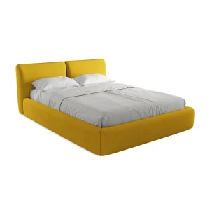 Bed met opbergruimte 180 x 228 – chenille stof – mosterd – MILANO Bed met opbergruimte 180 x 228 – chenille stof – mosterd – MILANO